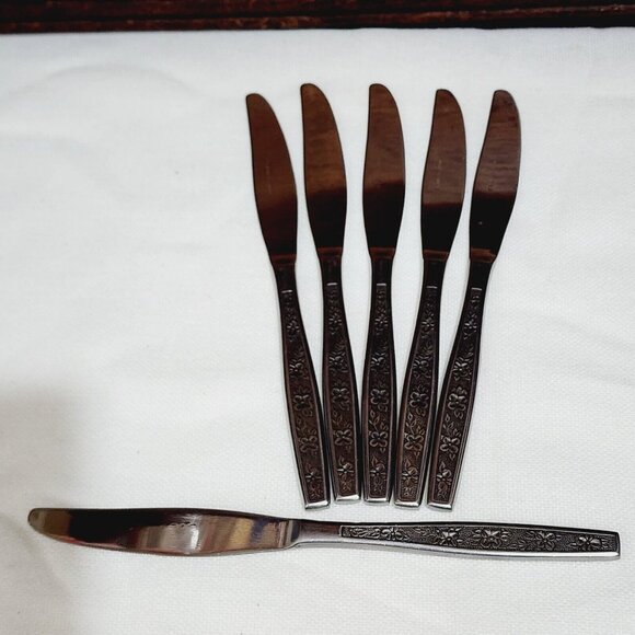 6 Stanley Roberts La Spana Dinner Knives 8.5" Rogers Co. stainless flatware - Picture 8 of 9
